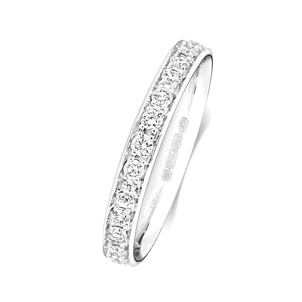 Prong Setting Round Diamond Half Eternity Ring | Abelini