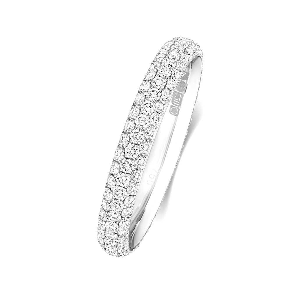 prong setting round Lab Grown Diamond 3 row full eternity ring