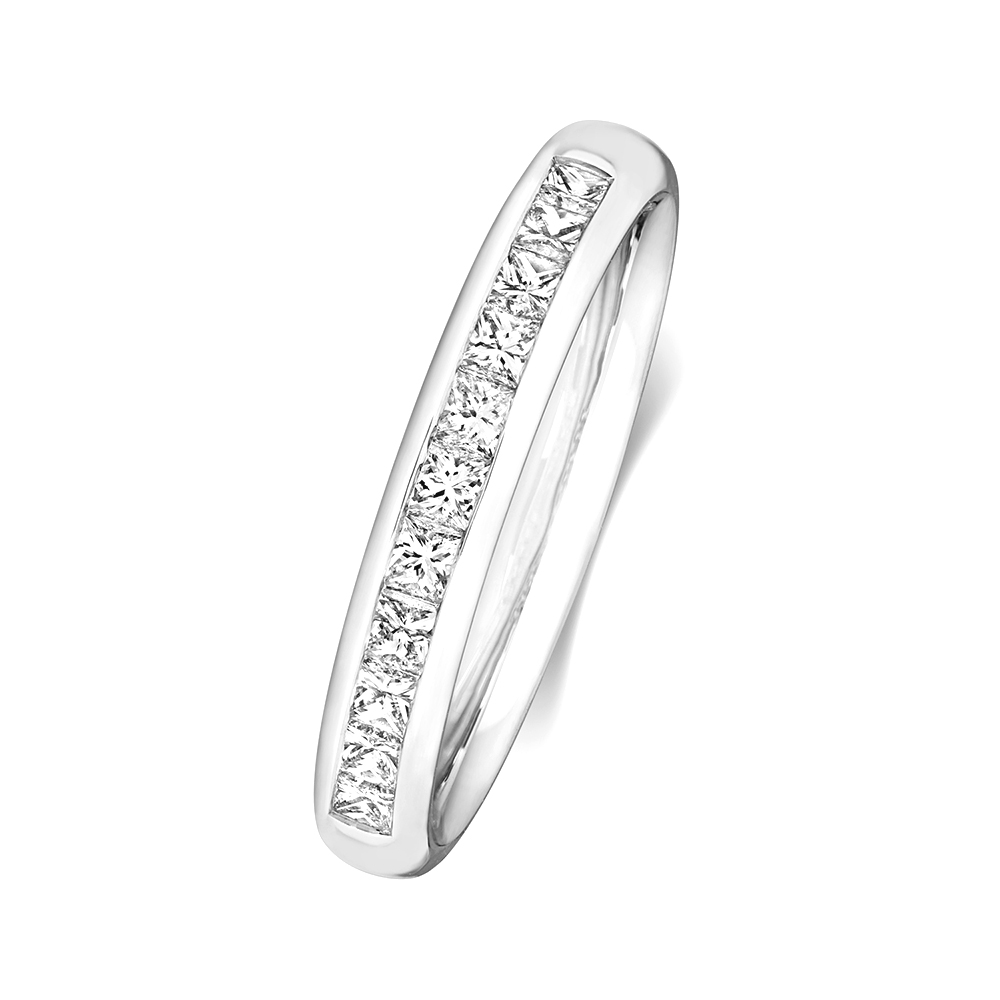 channel setting princess Moissanite half eternity ring