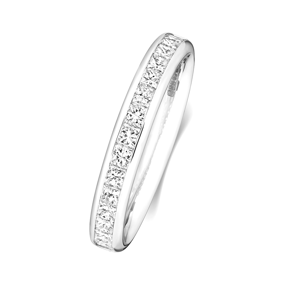Channel Setting Princess Cut Diamond Half Eternity Ring | Abelini