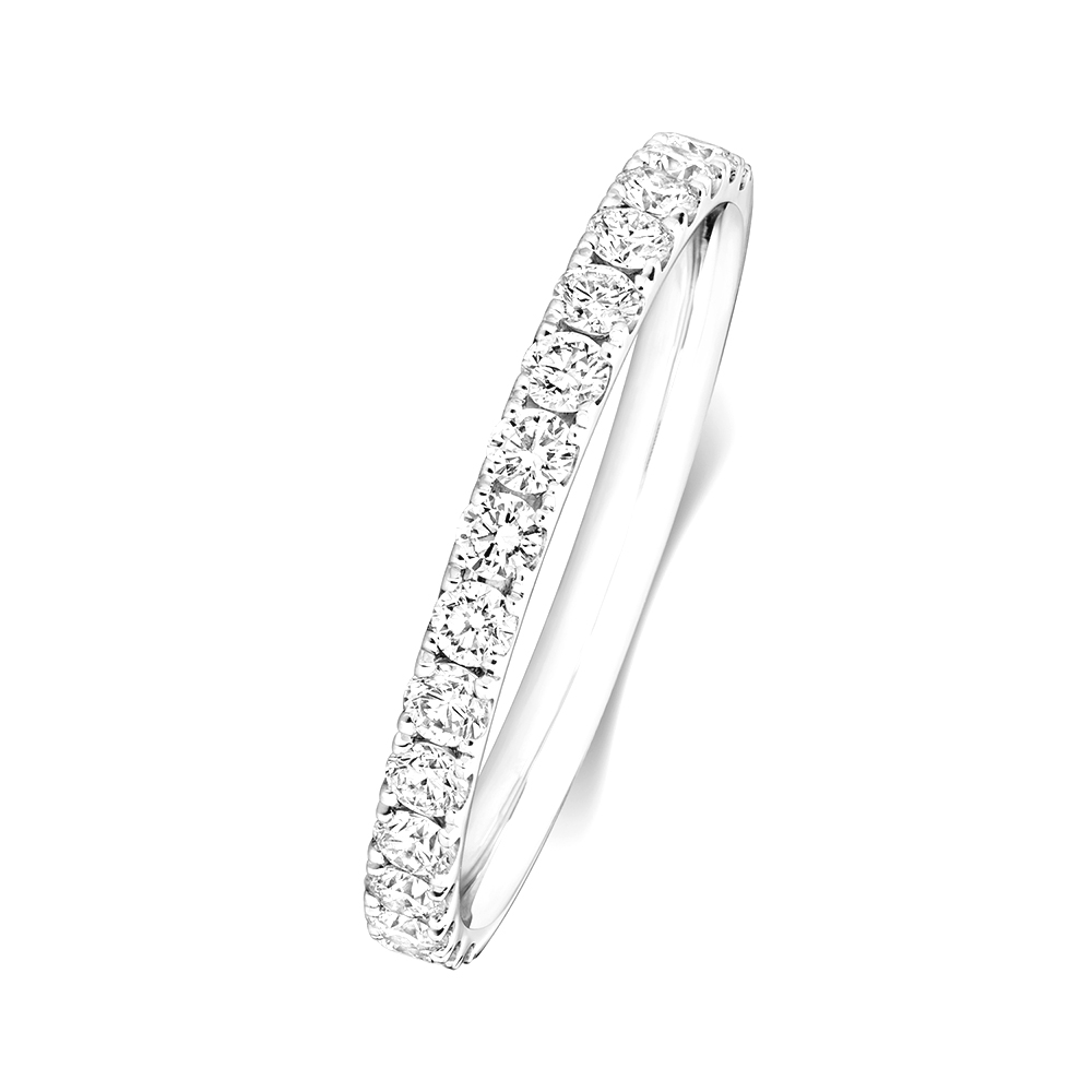 prong setting round shape diamond half eternity ring