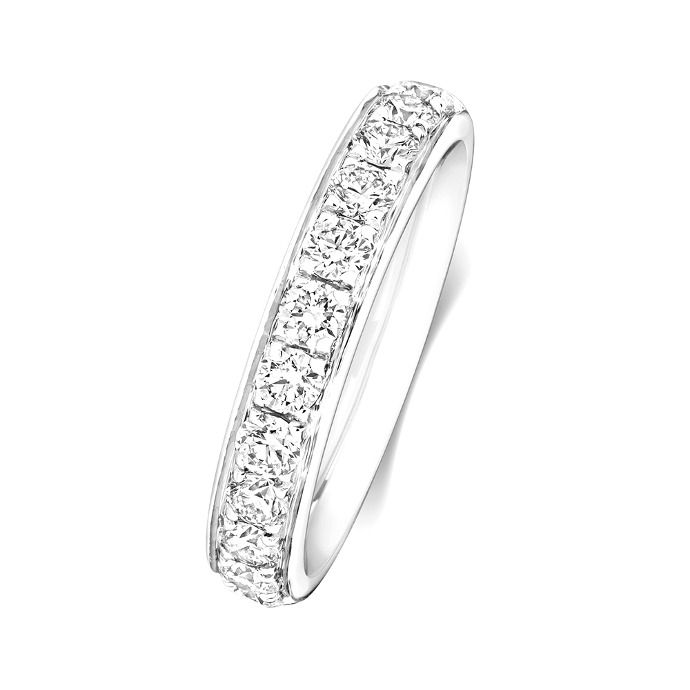 4 prong setting round diamond half eternity ring