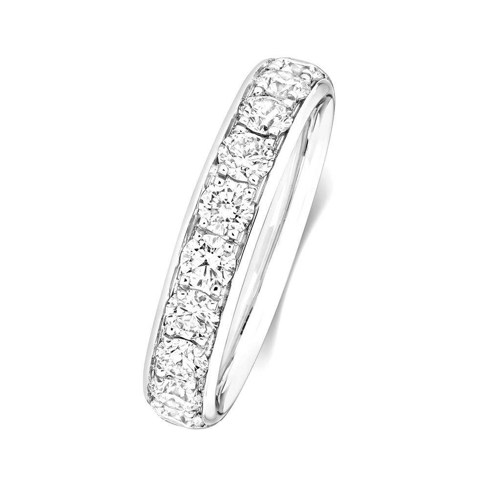 prong setting round diamond half eternity ring