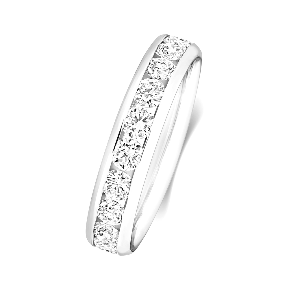 channel setting round Lab Grown Diamond half eternity ring