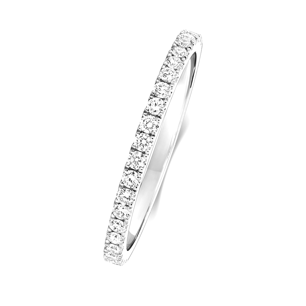 Prong Setting Round Diamond Half Eternity Ring | Abelini In Sale
