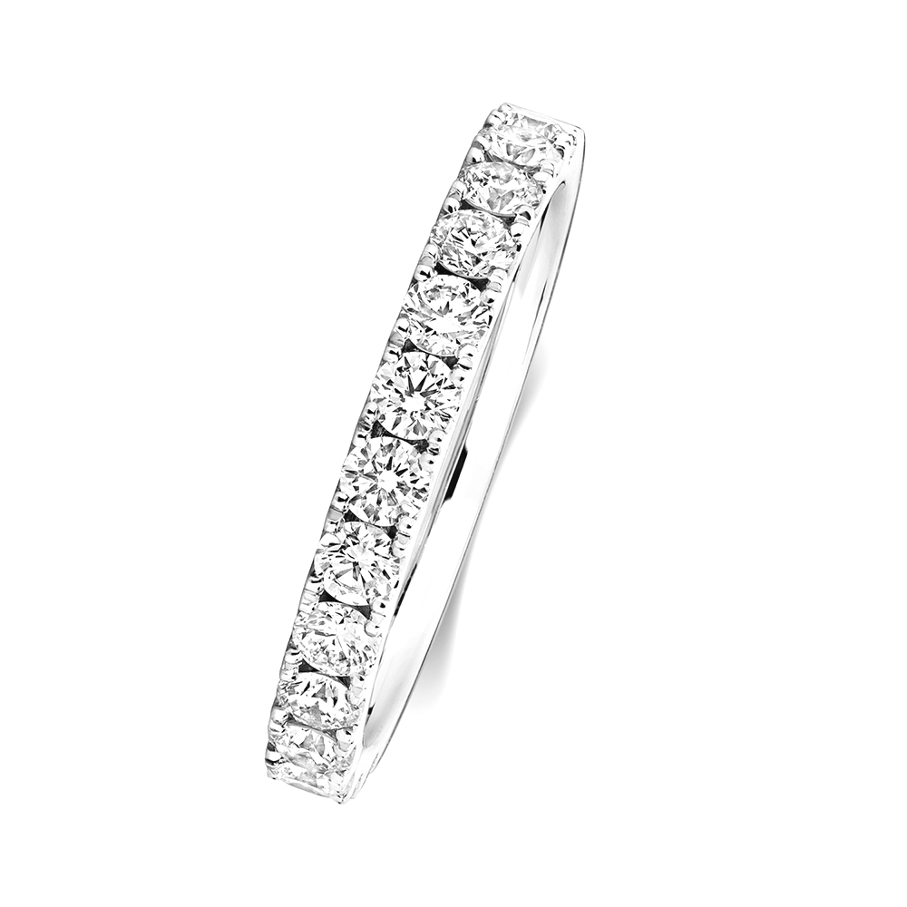 4 Prong setting round natural diamond half eternity ring