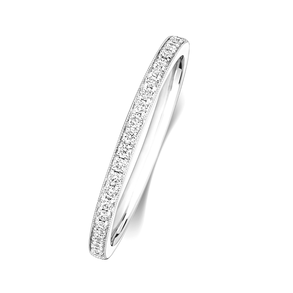 Pave Setting Round Diamond Half Eternity Ring | Abelini 