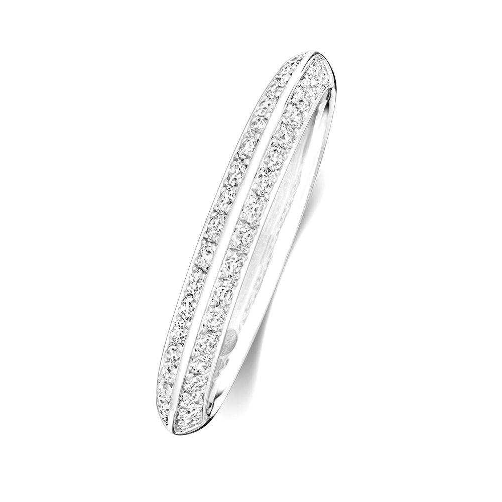 prong setting round diamond grain set knife edge half eternity ring