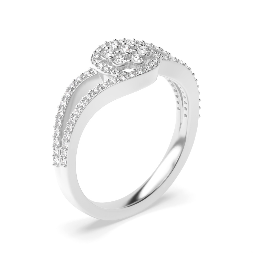 prong setting round shape Lab Grown Diamond unique engagement ring