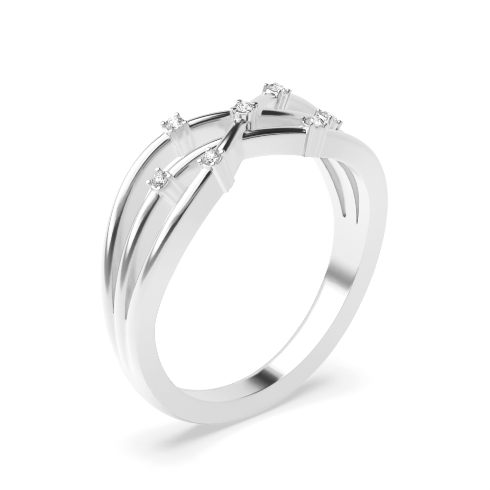 4 prong setting round shape diamond crossover design half eternity ring