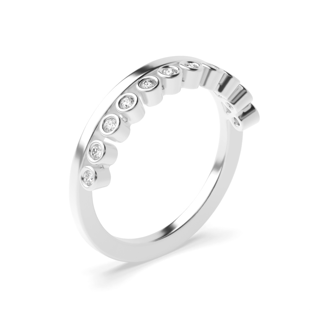 Bezel Setting Round Shape Lab Grown Diamond Crown Style Half Eternity Ring