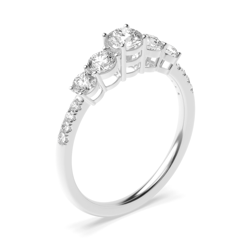 4 Prong Setting Round Shape Diamond Five Stone Ring | Abelini