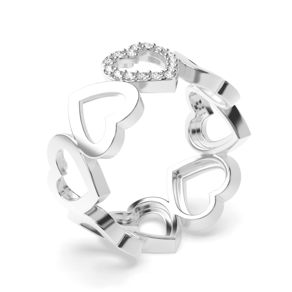 prong setting heart shape round diamond designer ring