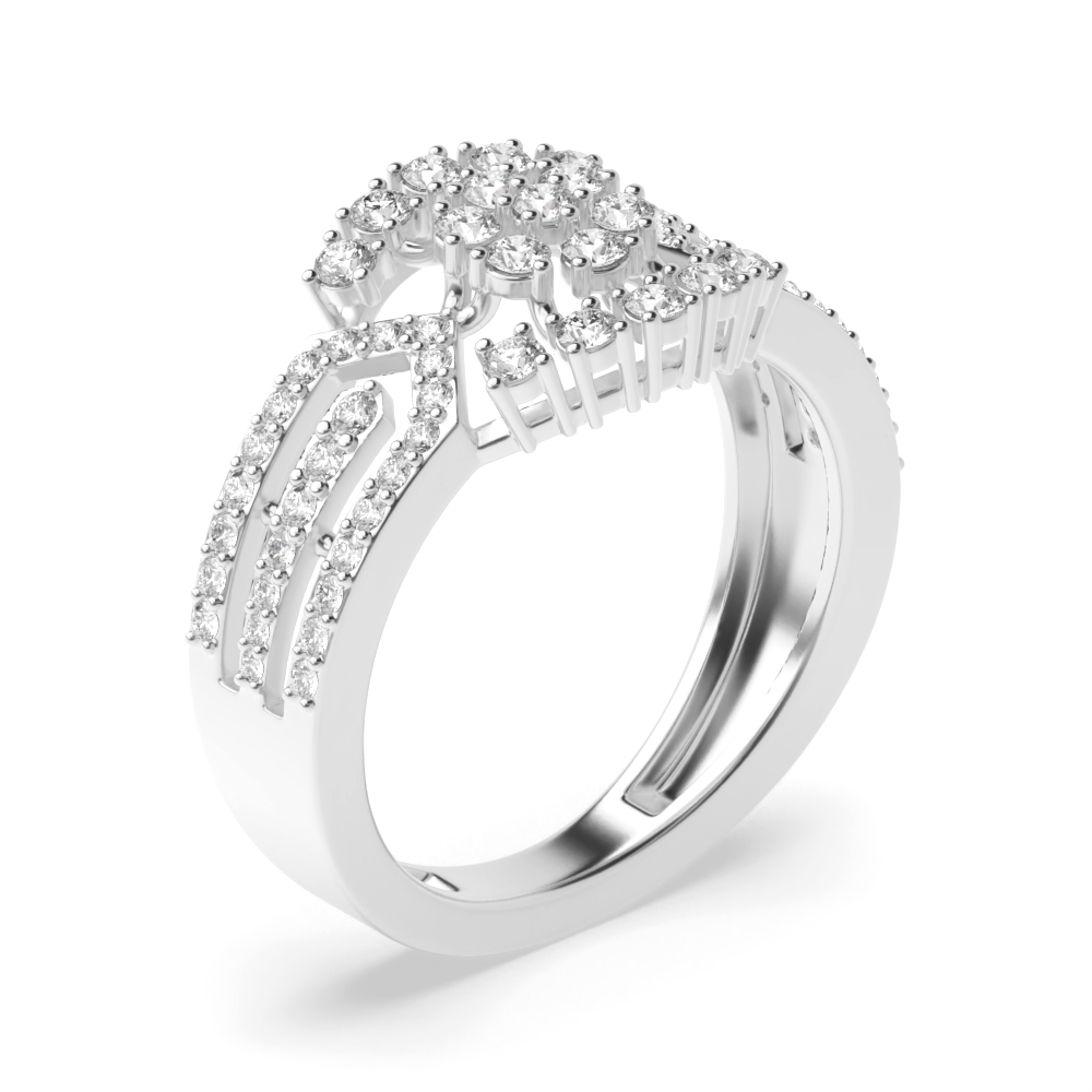 Buy Prong Setting Round Shape Lab Grown Diamond Cluster Ring - Abelini