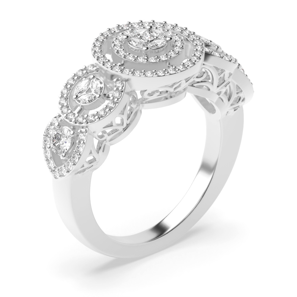 prong setting round and marquise shape Moissanite engagement ring