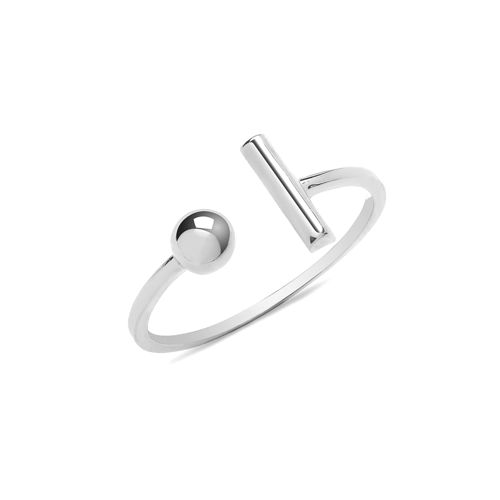 Purchase Online Plain Metal T Bar And Bead Ring - Abelini