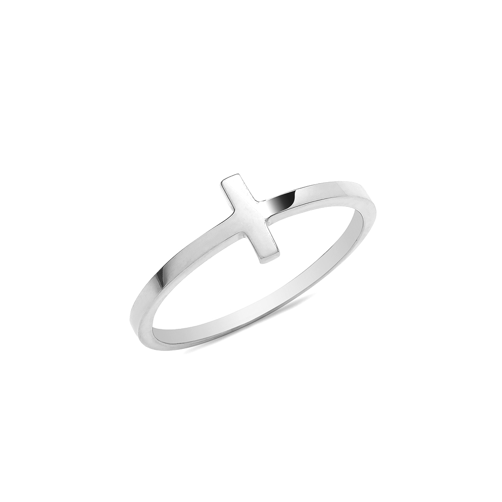 Purchase Online Plain Metal Cross Shape Ring - Abelini