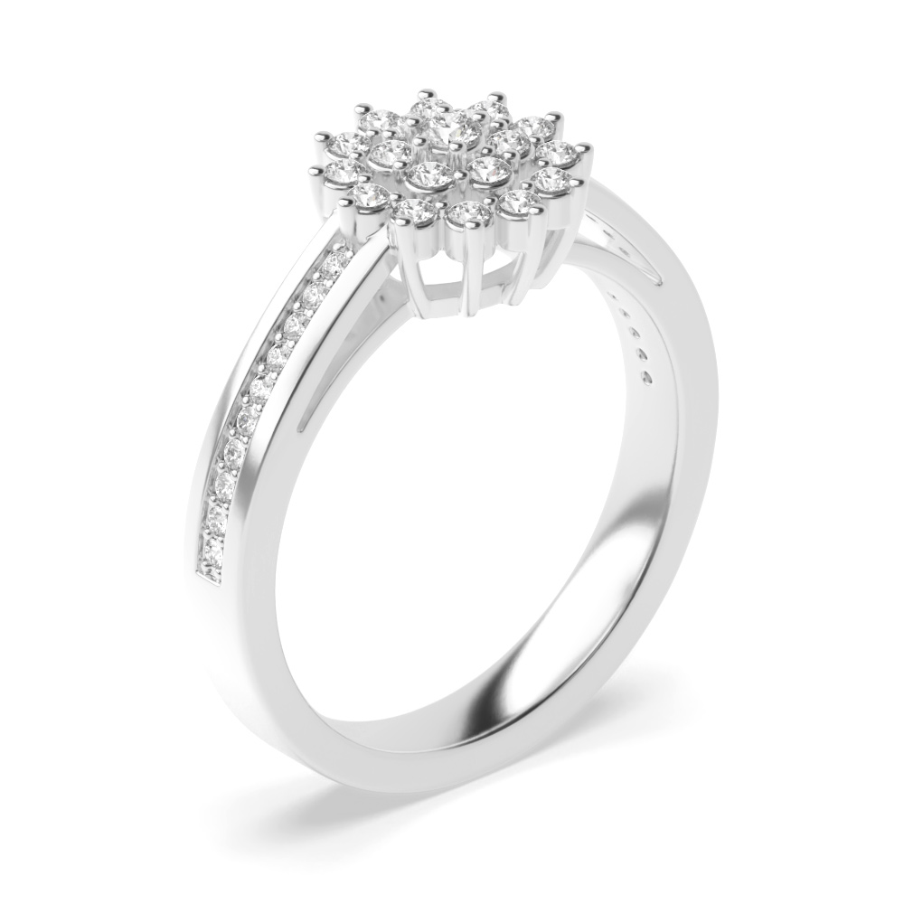 prong setting flower design round and side Lab Grown Diamond ring