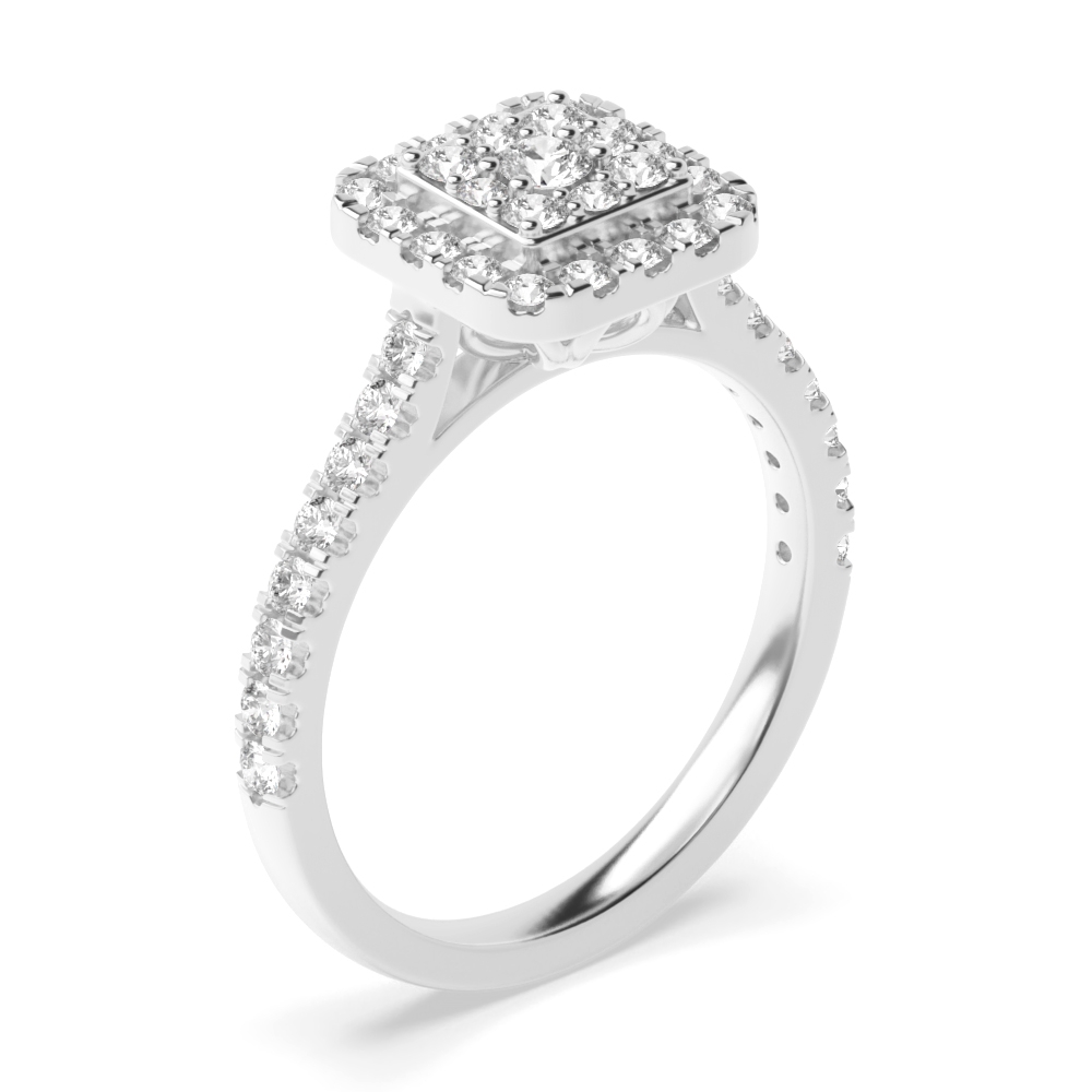 prong setting cushion shape round and side Lab Grown Diamond ring