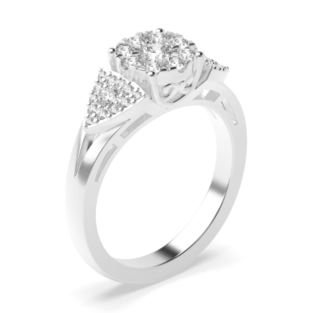 prong setting round Lab Grown Diamond flower shape ring