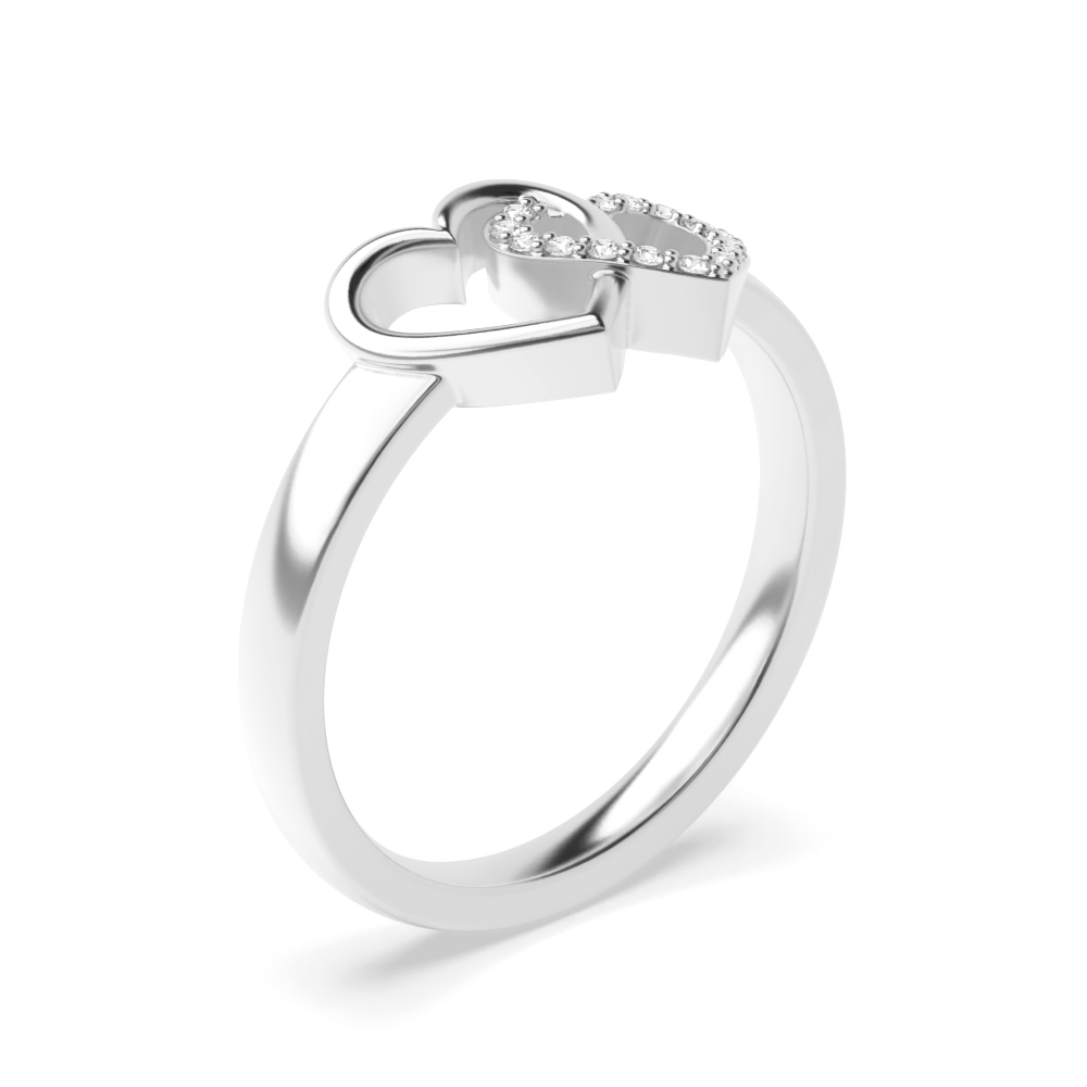prong setting round Lab Grown Diamond doubble heart shape engagement ring