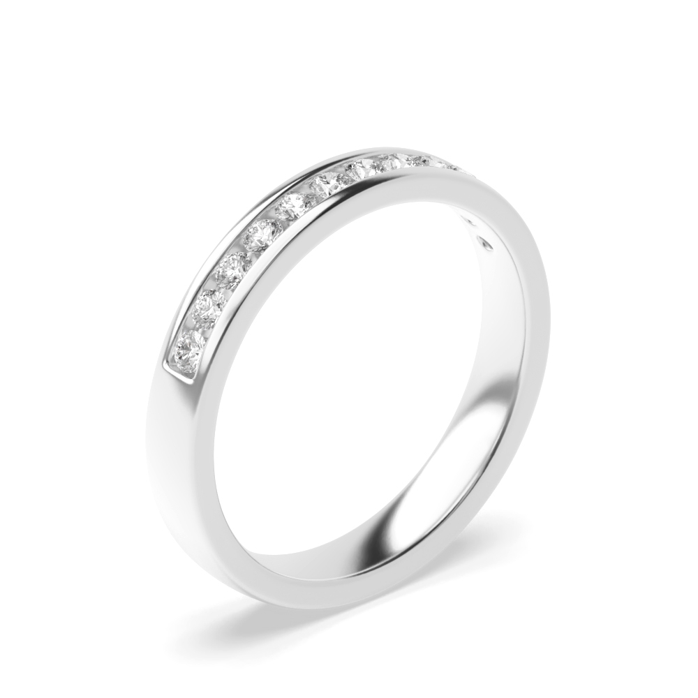 channel setting round diamond half eternity ring