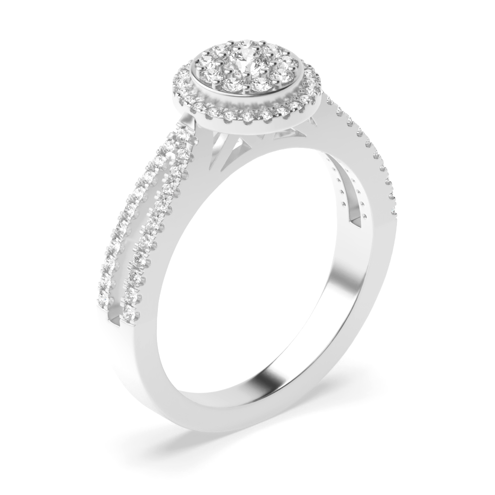 4 prong setting round Moissanite and side Moissanite ring