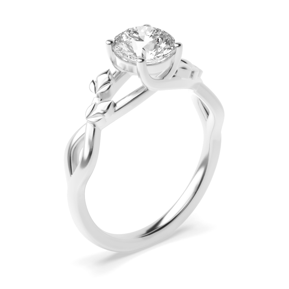 4 prong setting round shape diamond unique engagement ring