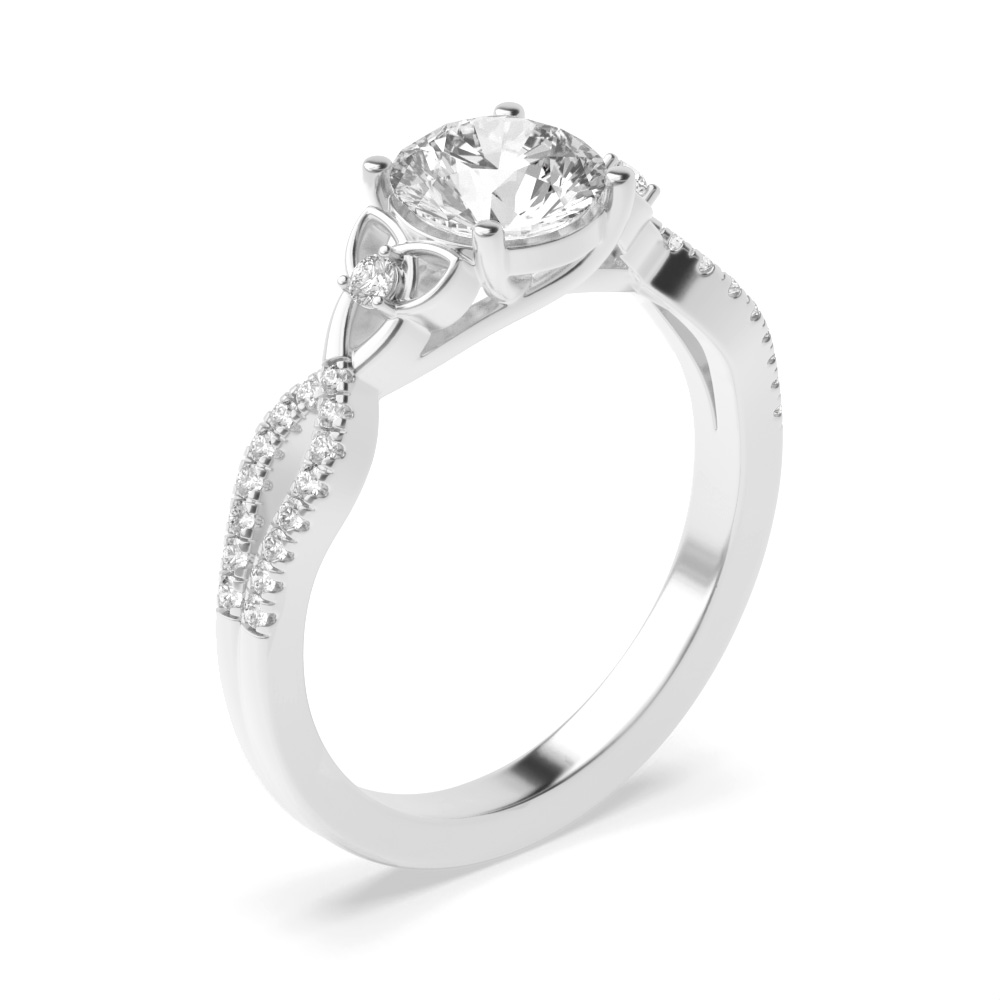 4 prong setting round shape Lab Grown Diamond twisted engagement ring