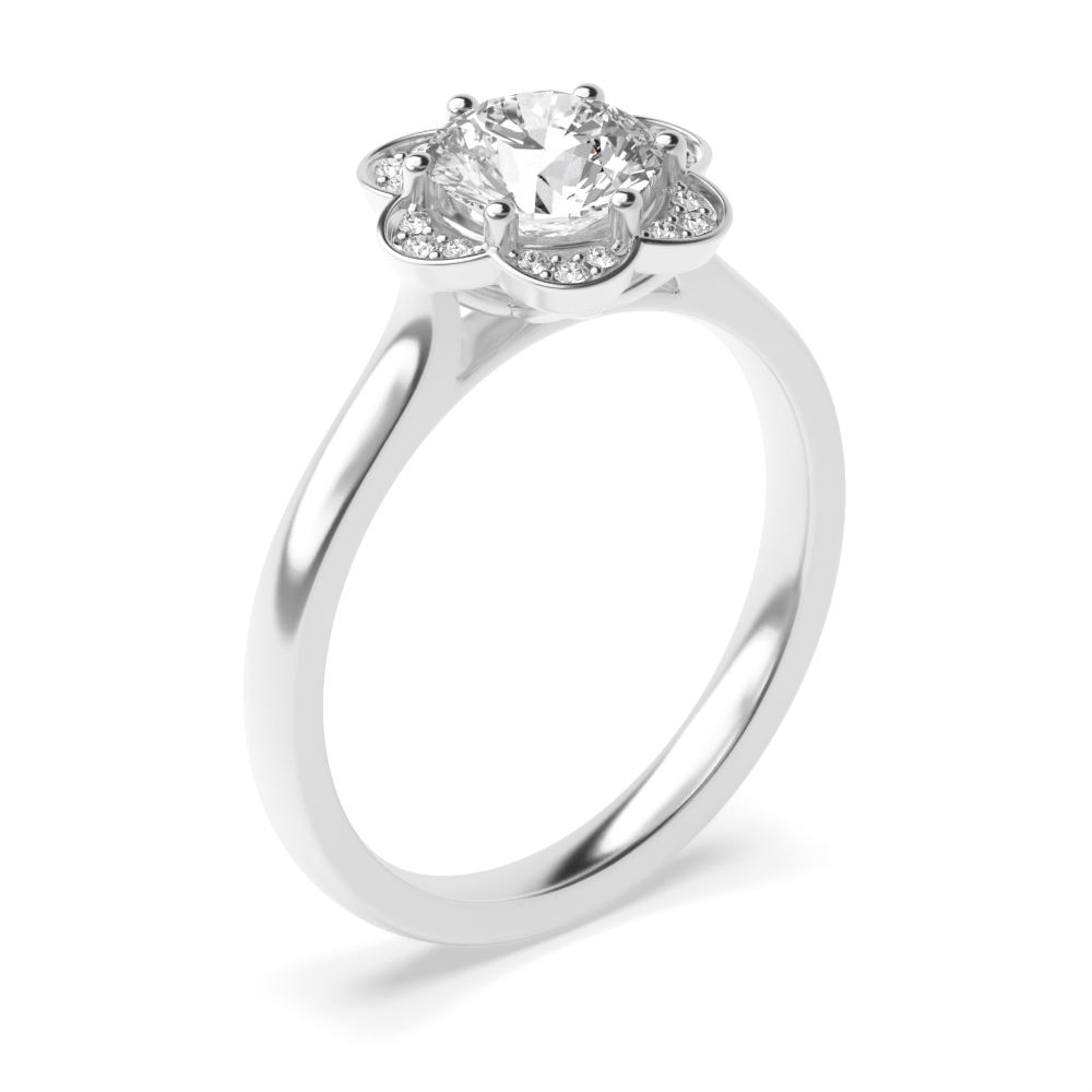 6 prong setting floral shape engagement Moissanite ring