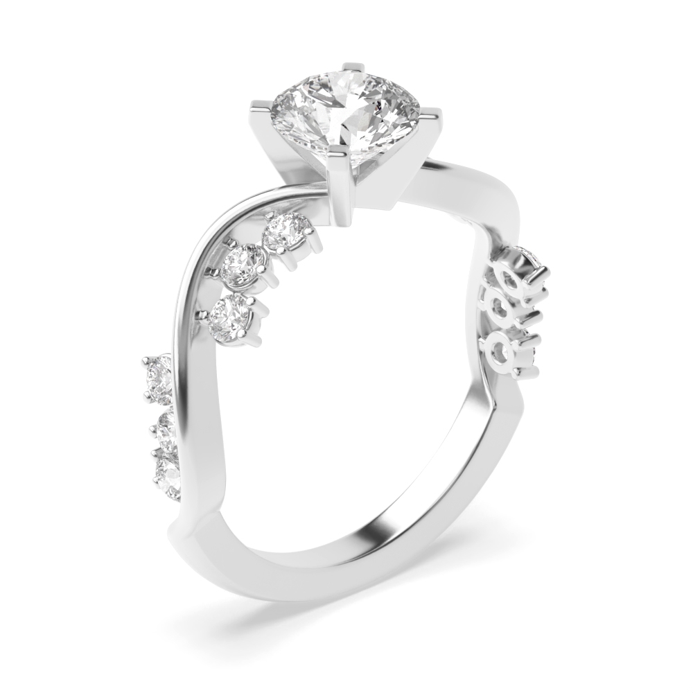 4 prong setting round shape unique style engagement ring