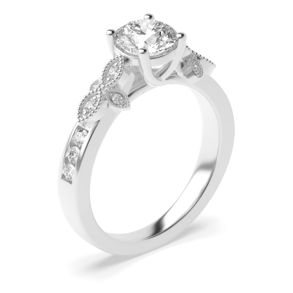 4 prong setting round shape unique engagement ring