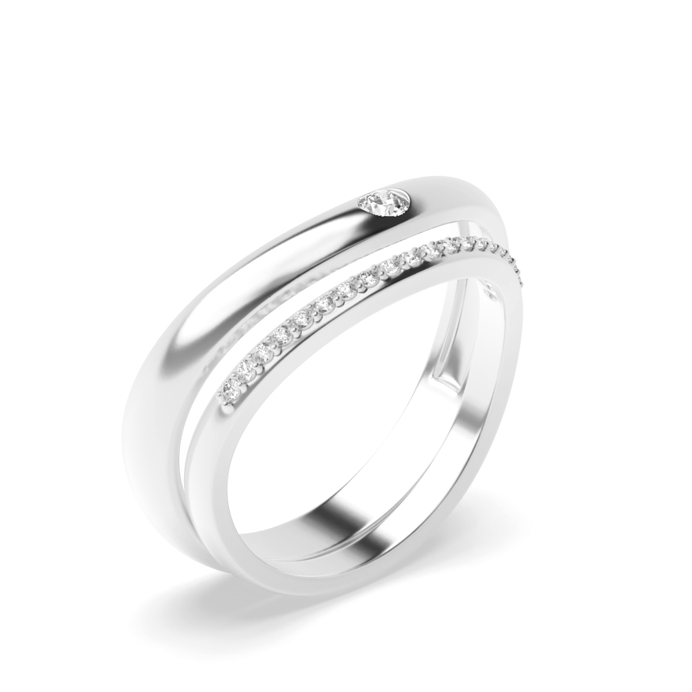 4 prong setting round shape diamond curve style couple wedding band