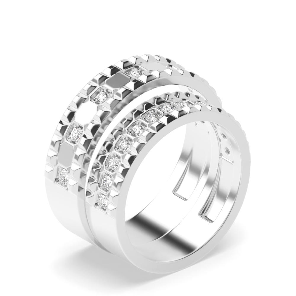 Channel Setting Round Shape Diamond Matching Band Ring | Abelini 