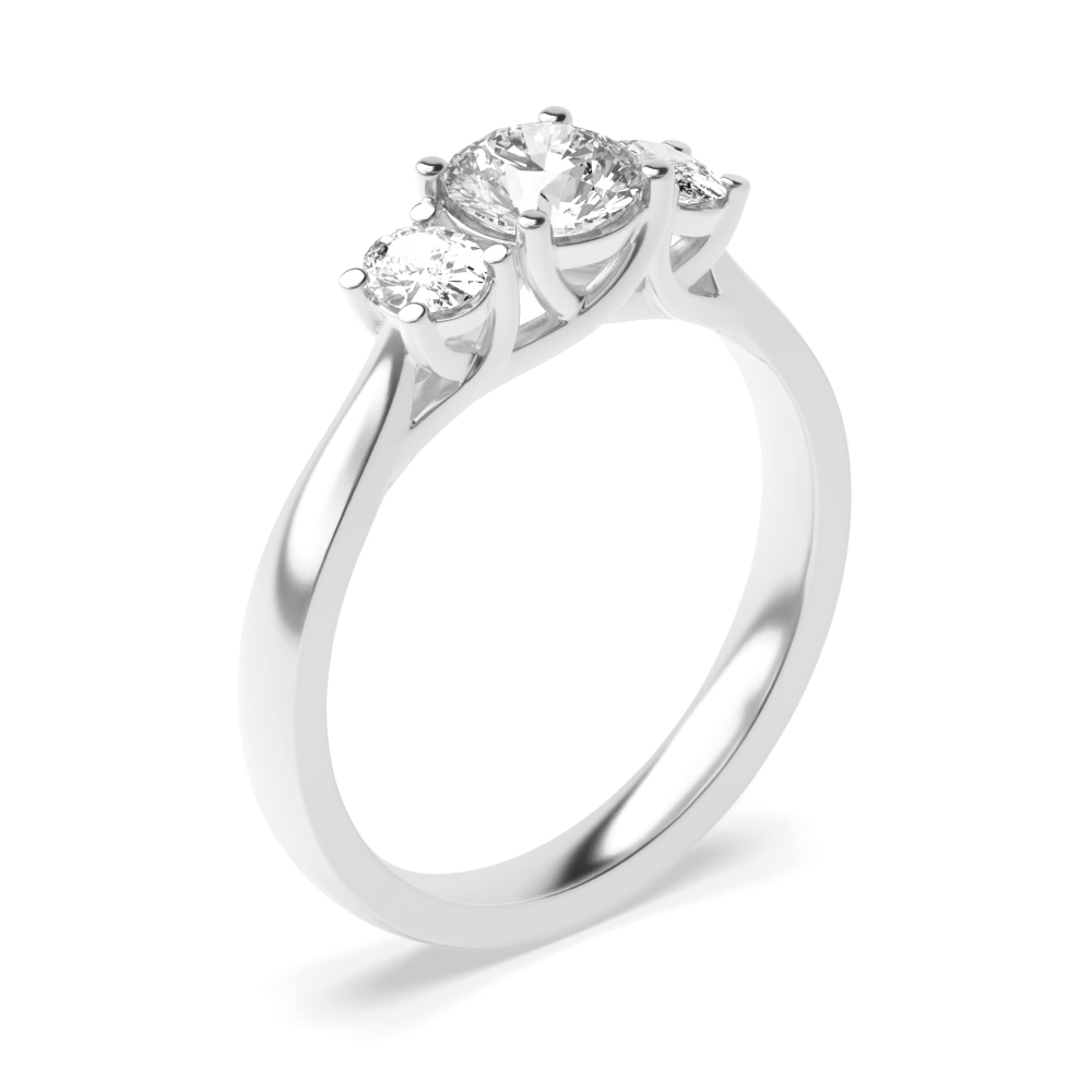 4 prong setting round and oval trilogy Moissanite engagement ring