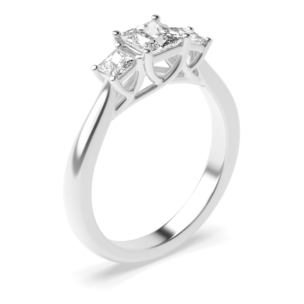 4 prong setting princess trilogy Moissanite engagement ring