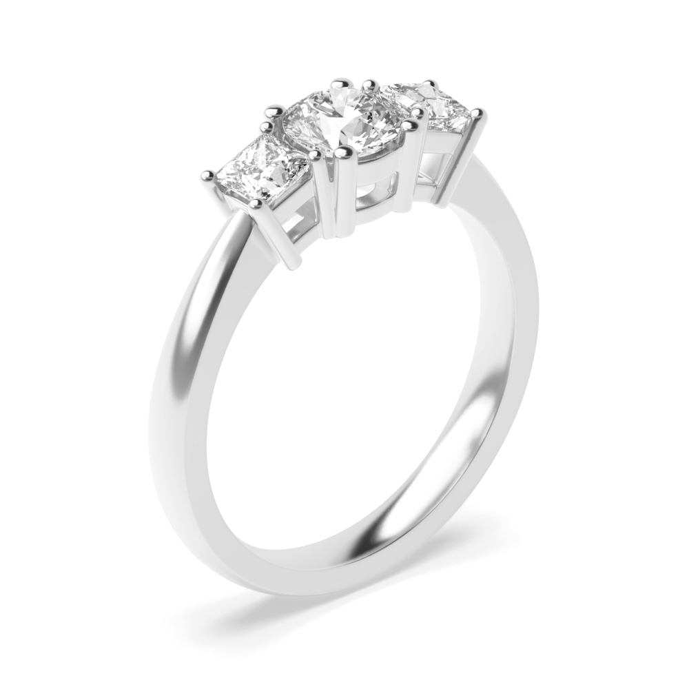 prong setting princess and round trilogy Moissanite ring