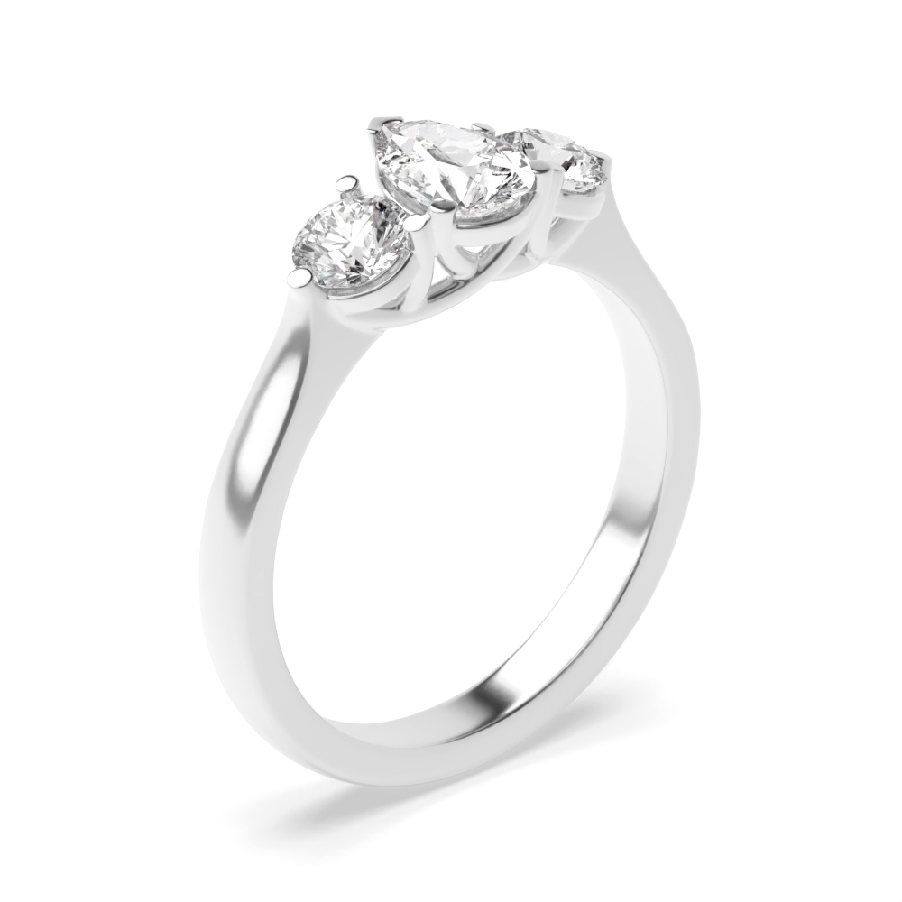 prong setting round and pear trilogy Lab Grown Diamond engagement ring