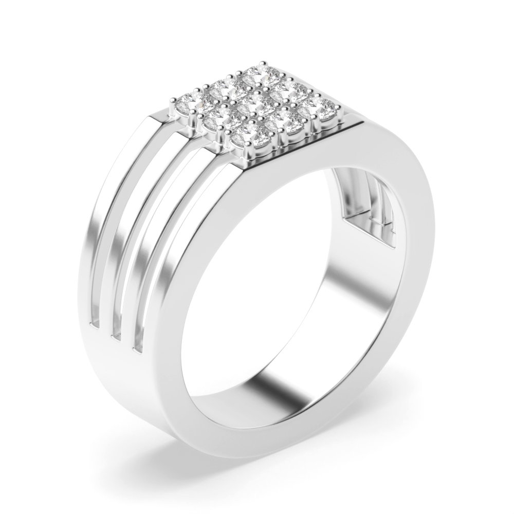 4 prong setting round shape mens Lab Grown Diamond ring