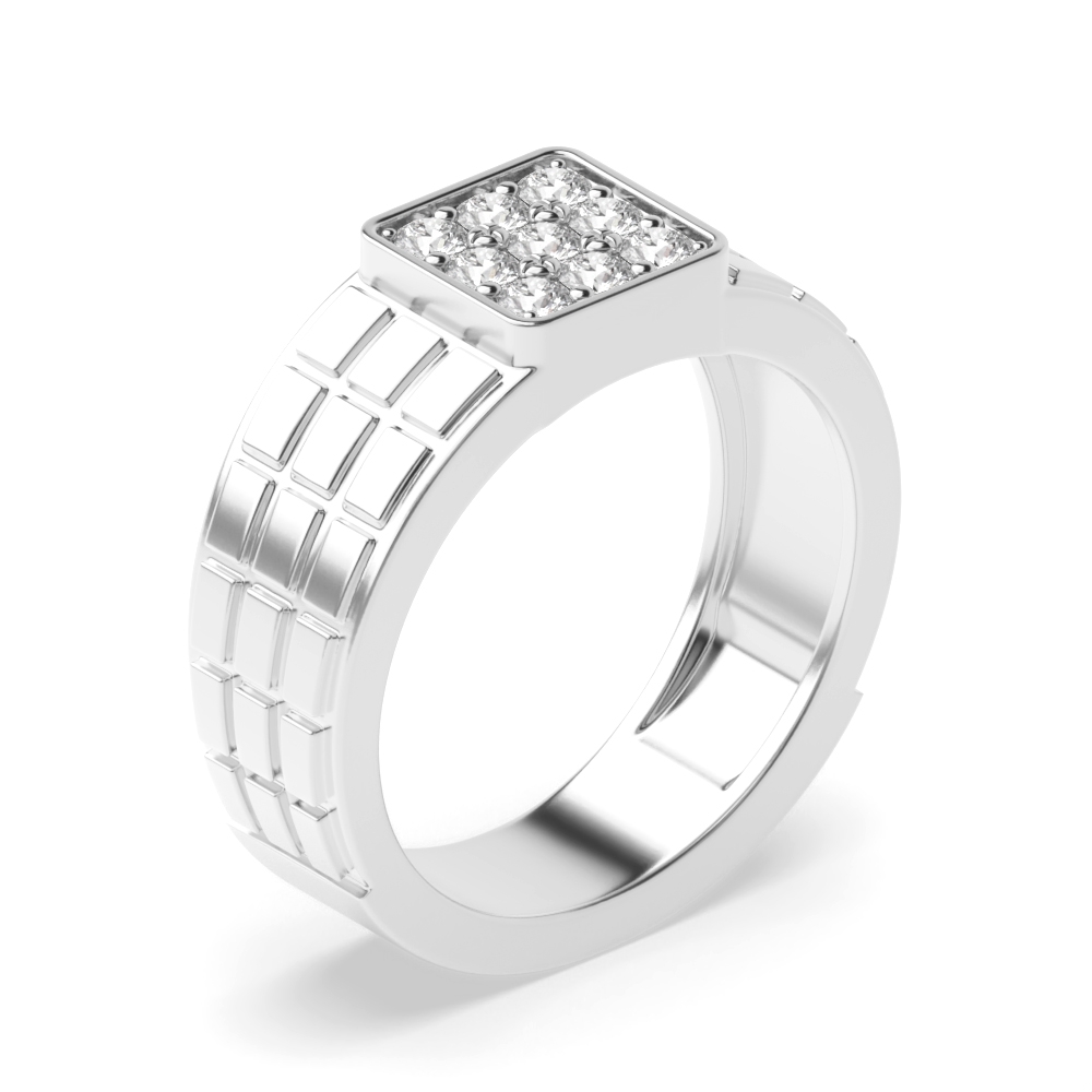pave setting round shape mens Lab Grown Diamond ring
