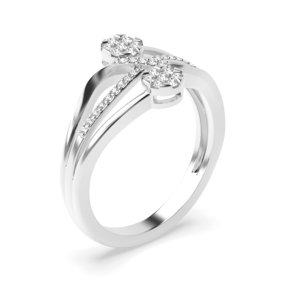 4 prong setting round shape Moissanite cluster designer ring