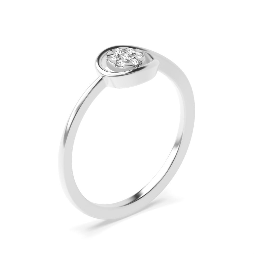 6 prong setting round shape diamond cluster designer ring