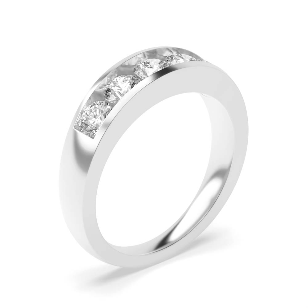 Buy Channel Setting Round Moissanite Plain Five Stone Ring - Abelini