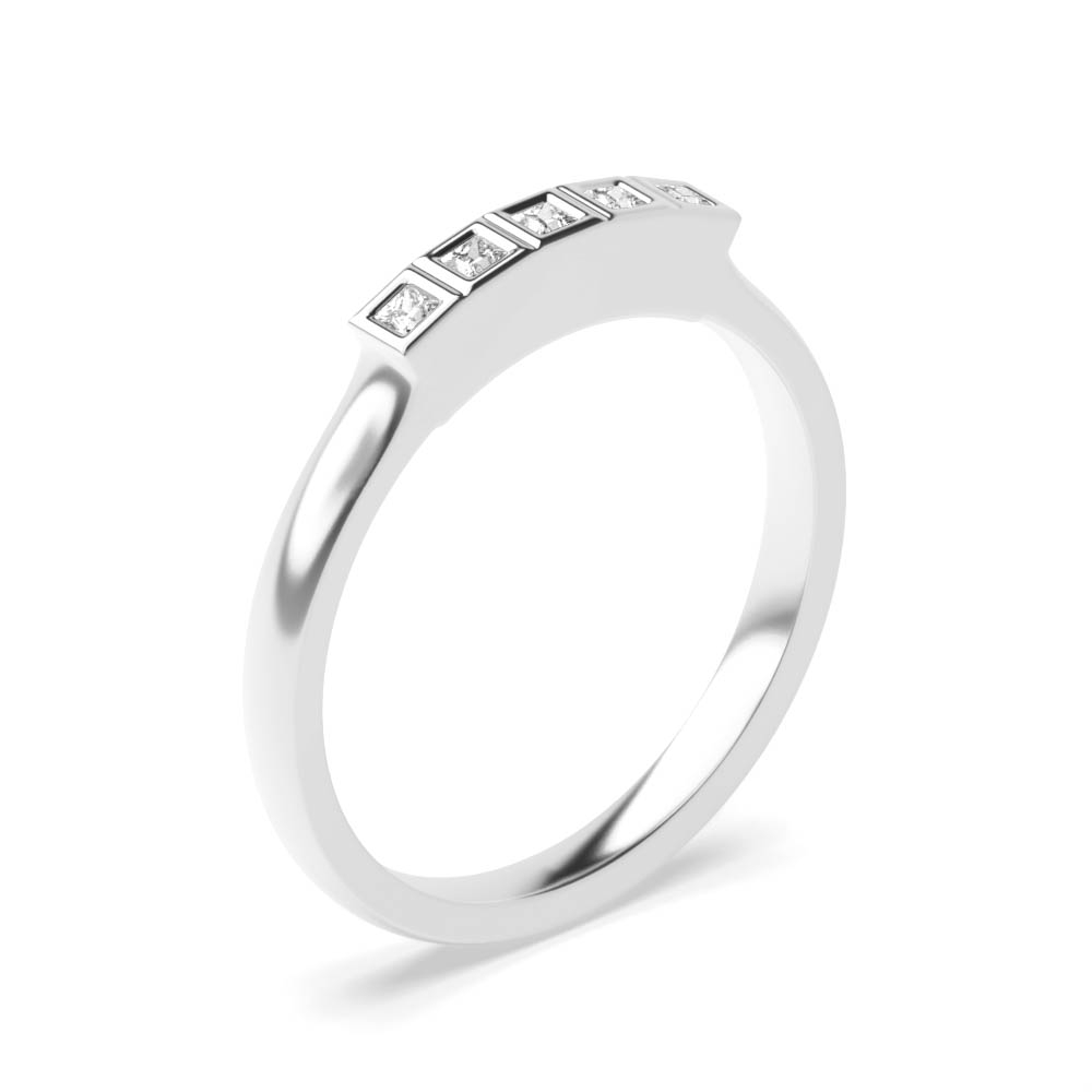 Buy Full Bezel Setting Princess Shape Five Stone Ring - Abelini