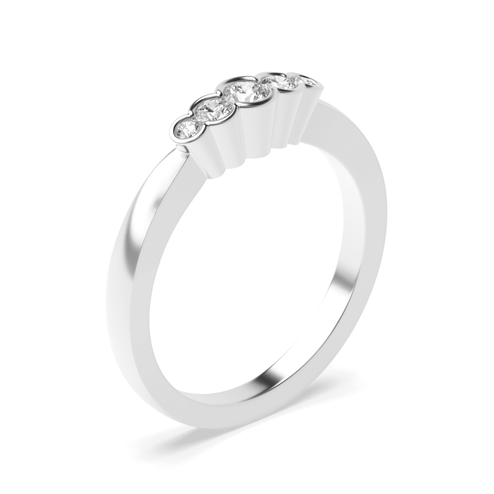 Semi Bezel Setting Round Shape Five Stone Ring