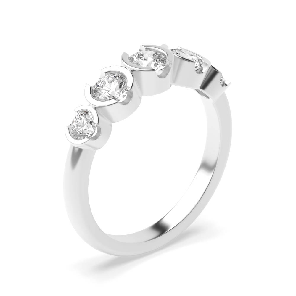 Buy Semi Bezel Setting Round Shape Five Stone Ring - Abelini