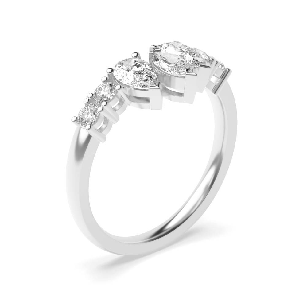 Prong Setting Marquise And Pear Shape Seven Stone Ring