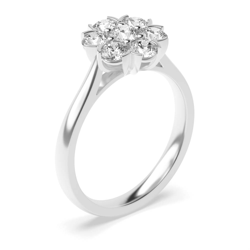 Buy Flower Shape Round Cluster 7 Stone Diamond Ring - Abelini