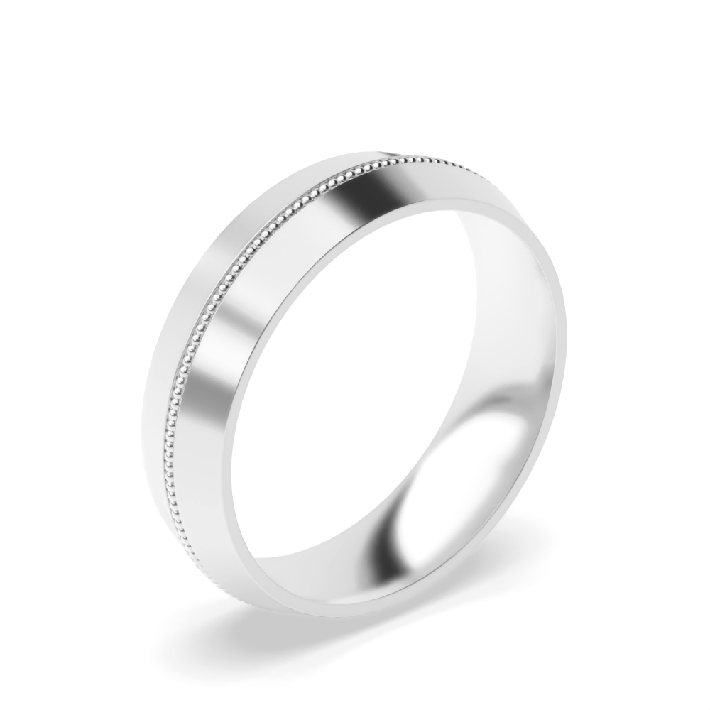 Court Profile Centre Millgrain Groove Polish Finish Wedding Bands (2.0 - 6.0mm)