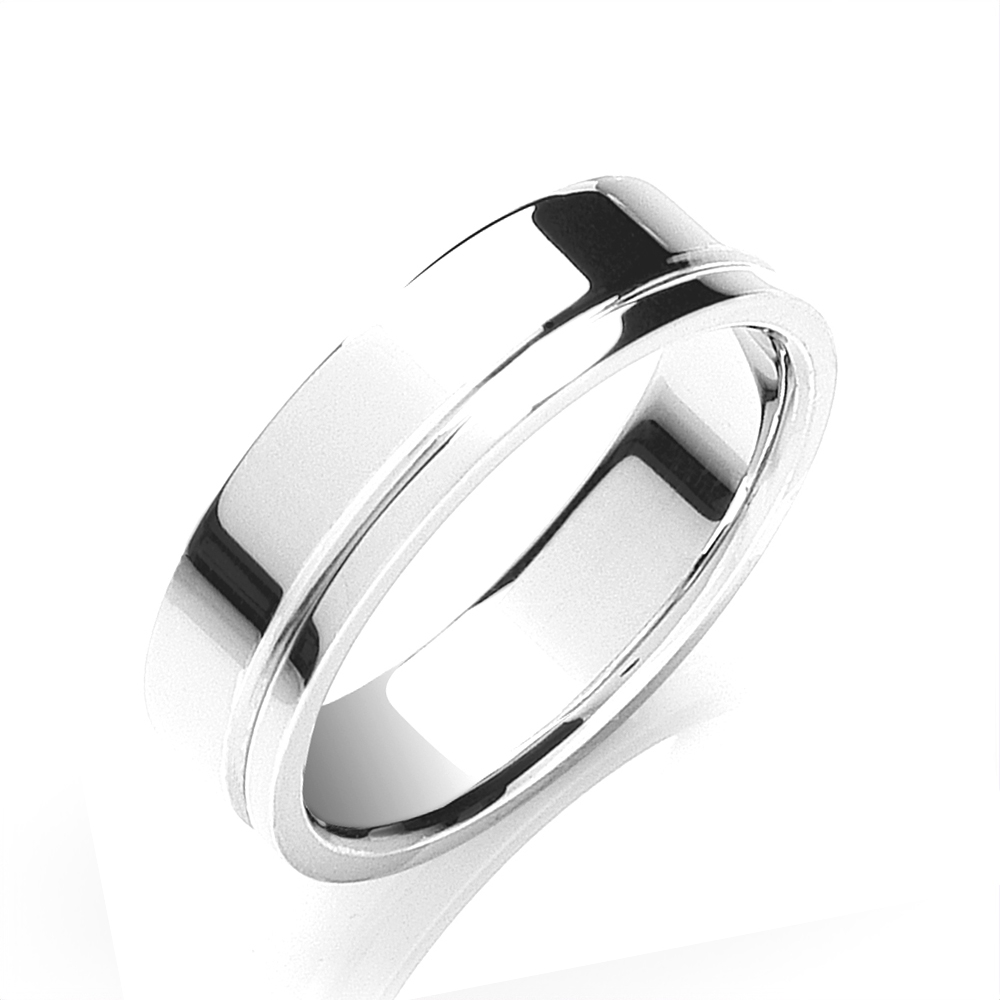 6mm Flat Court Side Groove Wedding Band
